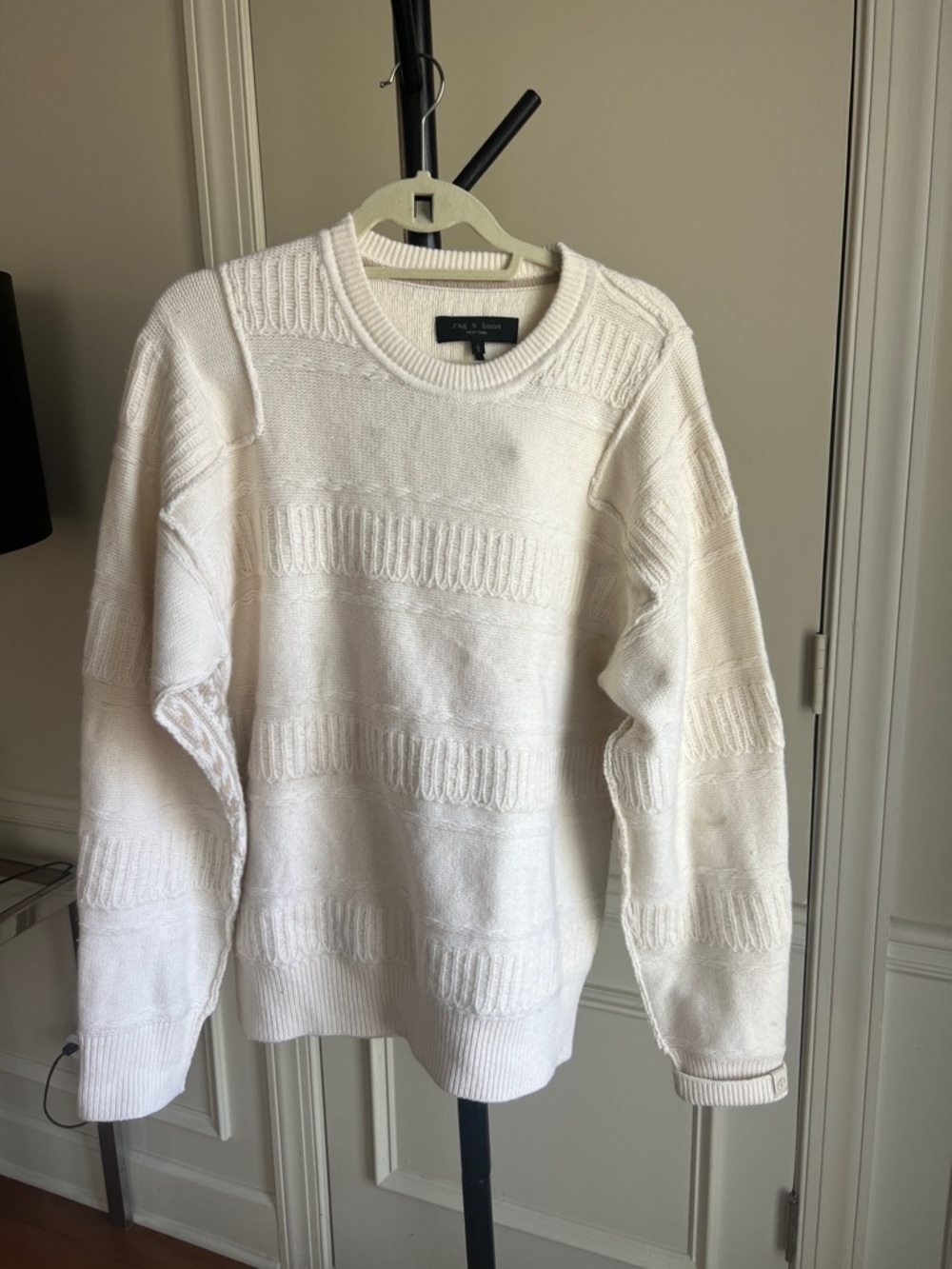 Rag & bone cream Crewneck Textured Sweater